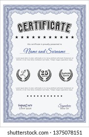Blue Certificate of achievement. With quality background. Detailed. Lovely design. 