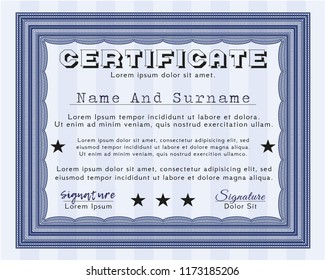 Blue Certificate of achievement template. With complex background. Customizable, Easy to edit and change colors. Modern design. 