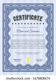 Modelo de certificado de progreso azul. Fácil de imprimir. Detallado. Diseño artístico. 