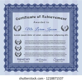 Blue Certificate Achievement Template Guilloche Pattern Stock Vector ...