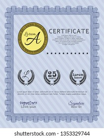 Blue Certificate of achievement template. With quality background. Customizable, Easy to edit and change colors. Cordial design. 