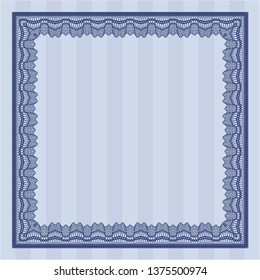 Blue Certificate of achievement template. Vector illustration. With complex linear background. Money style design. 