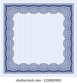 Blue Certificate of achievement. Vector illustration. Printer friendly. Money style design. 