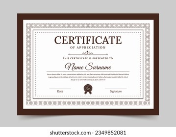 Blue certificate of appreciation template, Clean modern certificate with badge, Certificate vector template