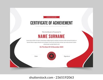 Plantilla de certificado de apreciación azul, certificado moderno limpio con placa, plantilla de vector de certificado