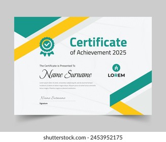 Blue certificate of appreciation template, Clean modern certificate with badge, Certificate vector template