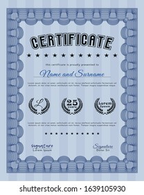 Blue Certificate. Artistry design. With complex background. Customizable, Easy to edit and change colors. 