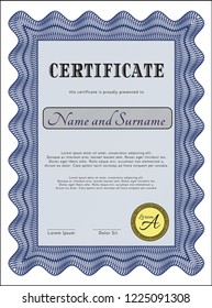Blue Certificate. With background. Artistry design. Customizable, Easy to edit and change colors. 