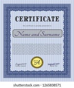 Blue Certificate. With background. Lovely design. Customizable, Easy to edit and change colors. 
