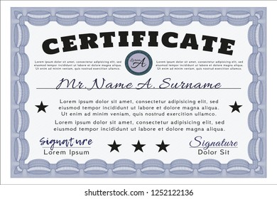 Blue Certificate. Beauty design. Detailed. Complex background. 