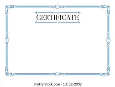 blue Certificate Border Blank in old vintage style