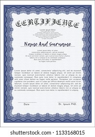 Blue Certificate. Customizable, Easy to edit and change colors. With great quality guilloche pattern. Modern design. 
