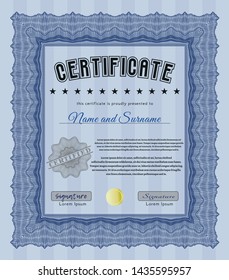 Blue Certificate. Customizable, Easy to edit and change colors. With great quality guilloche pattern. Artistry design. 
