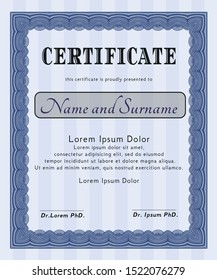 Blue Certificate. Customizable, Easy to edit and change colors. With background. Perfect design. 