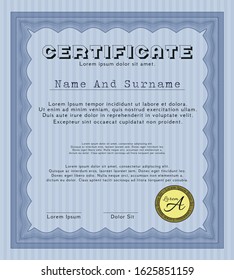 Blue Certificate. Customizable, Easy to edit and change colors. With complex background. Excellent design. 