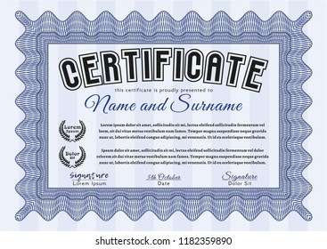 Blue Certificate Detailed Complex Background Superior Stock Vector ...