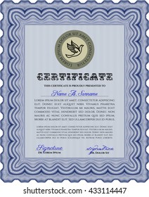 Certificado azul. Detallado. Buen diseño. Fácil de imprimir. 