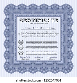 Blue Certificate diploma or award template. Money design. Customizable, Easy to edit and change colors. Printer friendly. 