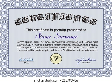 Modelo de certificado o diploma azul