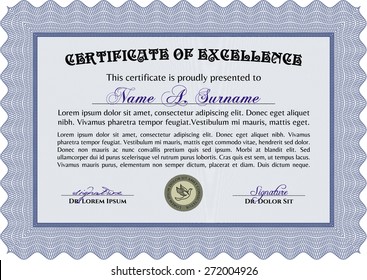 Modelo de certificado o diploma azul