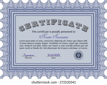 Modelo de certificado o diploma azul