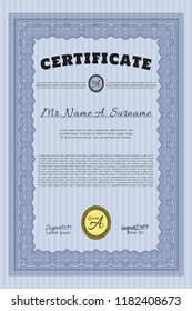  Blue Certificate or diploma template. With complex linear background. Customizable, Easy to edit and change colors. Retro design. 