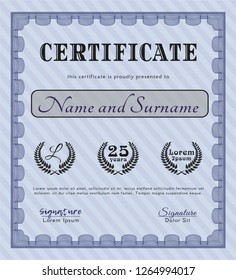 Blue Certificate or diploma template. Printer friendly. Excellent design. Detailed. 