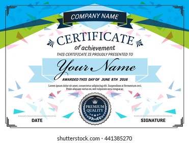Blue Certificate Diploma template vector illustration