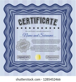 Blue Certificate. Easy to print. Artistry design. Customizable, Easy to edit and change colors. 