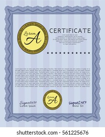 Blue Certificate. Elegant design. With linear background. Customizable, Easy to edit and change colors. 