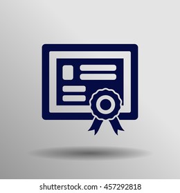 blue Certificate Icon  on the gray background