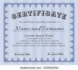 Blue Certificate. With linear background. Customizable, Easy to edit and change colors. Good design. 