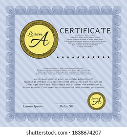 Blue Certificate.  Modern design.  With great quality guilloche pattern.  Customizable, Easy to edit and change colors. 