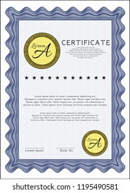 Blue Certificate. Money Pattern design. Customizable, Easy to edit and change colors. Easy to print. 