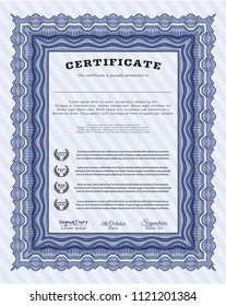 Blue Certificate. Nice design. With complex background. Customizable, Easy to edit and change colors. 