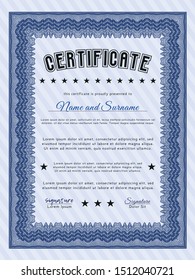 Blue Certificate. Nice design. Printer friendly. Detailed. 