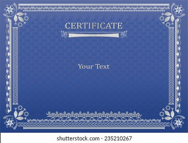 blue certificate. Official blank