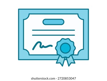 Certificado azul de reconocimiento con sello de calidad y firma para certificación académica o profesional