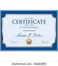 Blue certificate retro template