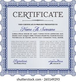Blue certificate template