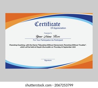 Plantilla de certificado azul de 330 mm x 210 mm