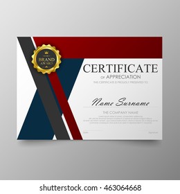 Blue certificate template awards diploma background vector modern value design and luxurious elegant.Illustration layout cover leaflet horizontal in A4 size pattern.
