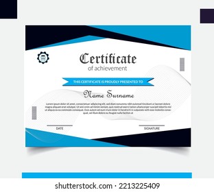 Blue certificate template for business and education
