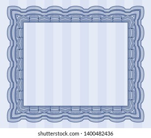 Blue Certificate template. Complex background. Detailed. Money design. 