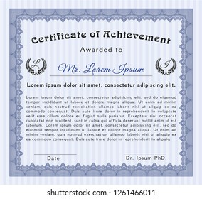 Blue Certificate template. With complex linear background. Beauty design. Customizable, Easy to edit and change colors. 