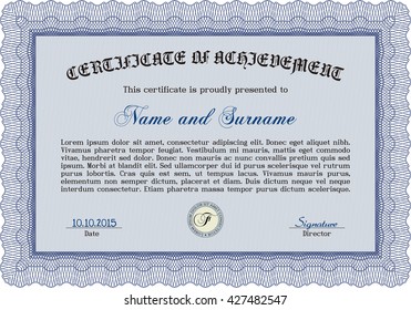 Blue Certificate template. Cordial design. Customizable, Easy to edit and change colors. Easy to print. 