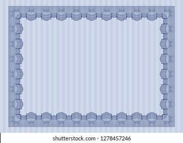 Blue Certificate template. Customizable, Easy to edit and change colors. With guilloche pattern and background. Perfect design. 