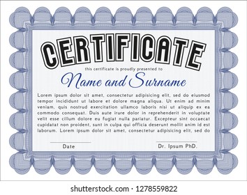 Blue Certificate template. Customizable, Easy to edit and change colors. With complex linear background. Superior design. 