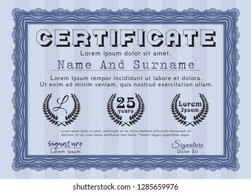 Blue Certificate template. Customizable, Easy to edit and change colors. With background. Superior design. 