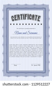 Blue Certificate template or diploma template. Customizable, Easy to edit and change colors. Easy to print. Beauty design. 